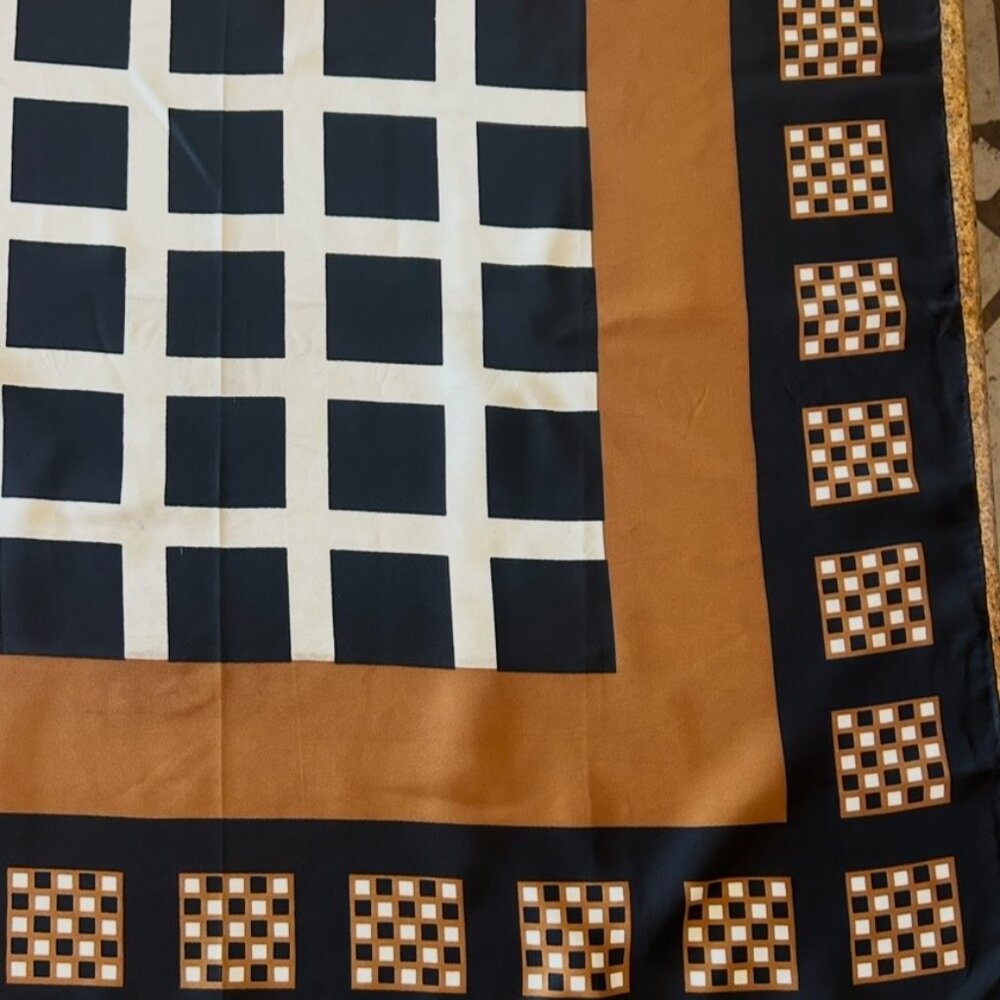 Vintage Norell Silk Scarf 33" x 34" Hand Rolled Edges - Picture 5 of 16